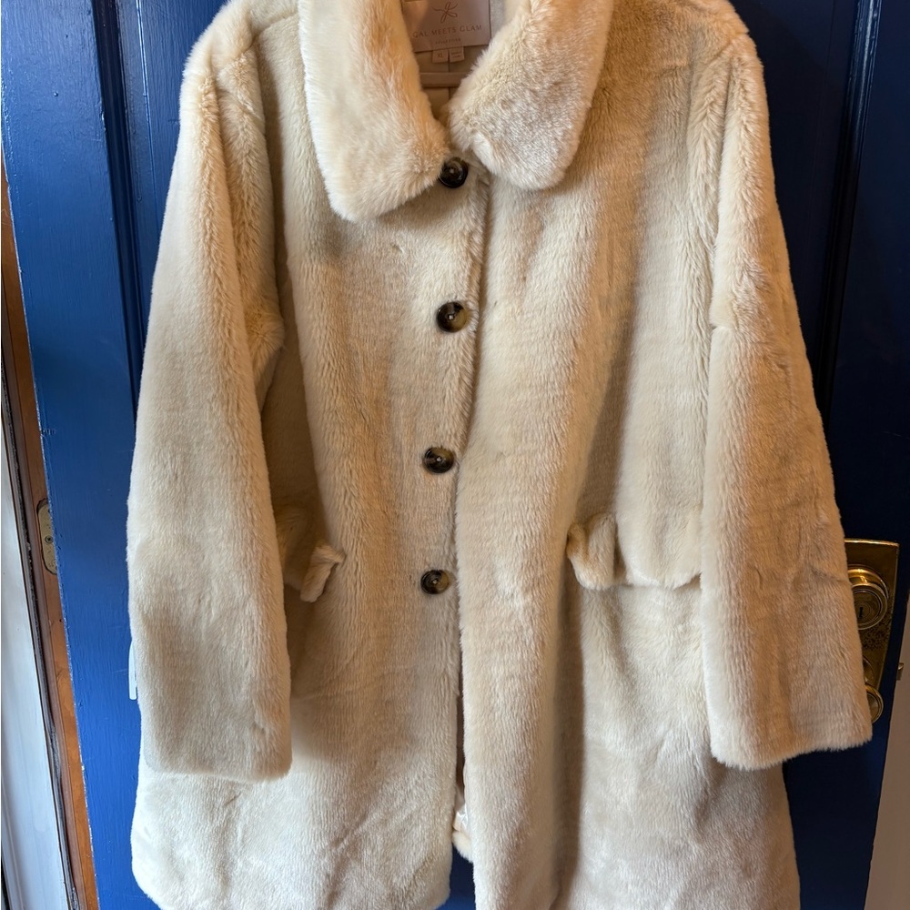 Cream Faux fur coat. So soft and pretty (and warm!)